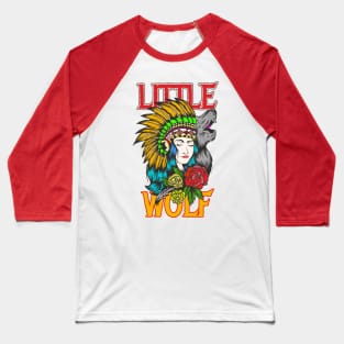 Little Wolf / Native American Girl Baseball T-Shirt